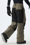 Men's Color-Block Dark Olive & Black Corduroy Snow Pants