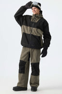 Men's Color-Block Off White & Black Corduroy Snow Pants