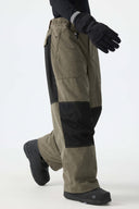 Men's Color-Block Dark Olive & Black Corduroy Snow Pants