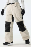 Women's Color-Block Dark Olive & Black Corduroy Snow Pants