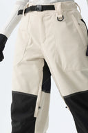 Women's Color-Block Off White & Black Corduroy Snow Pants