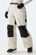 Women's Color-Block Off White & Black Corduroy Snow Pants