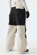 Women's Color-Block Off White & Black Corduroy Snow Pants