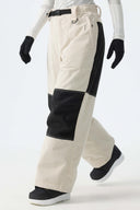 Women's Color-Block Off White & Black Corduroy Snow Pants
