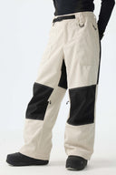 Men's Color-Block Off White & Black Corduroy Snow Pants