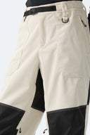 Men's Color-Block Off White & Black Corduroy Snow Pants