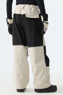 Men's Color-Block Off White & Black Corduroy Snow Pants