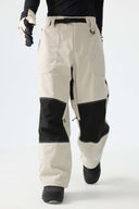 Men's Color-Block Off White & Black Corduroy Snow Pants