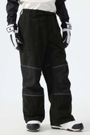 Men's Color-Block Off White & Black Corduroy Snow Pants