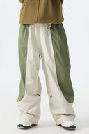Women's Black Baggy Reflective Piping Snow Pants