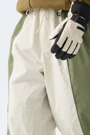 Women's Color Block Off White & Sage Baggy Reflective Piping Snow Pants