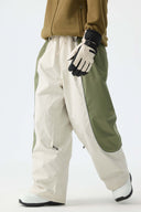 Women's Black Baggy Reflective Piping Snow Pants