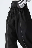 Women's Black Baggy Reflective Piping Snow Pants