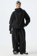 Women's Color Block Off White & Sage Baggy Reflective Piping Snow Pants