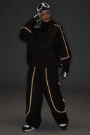 Women's Color Block Off White & Sage Baggy Reflective Piping Snow Pants