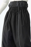 Men's Black Baggy Reflective Piping Snow Pants