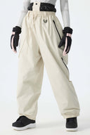 Women's Off White Baggy Drawstring Snow Pants