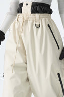 Women's Off White Baggy Drawstring Snow Pants