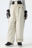 Women's Off White Baggy Drawstring Snow Pants