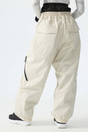Women's Off White Baggy Drawstring Snow Pants