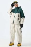 Women's Off White Baggy Drawstring Snow Pants