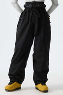 Women's Black Baggy Drawstring Snow Pants