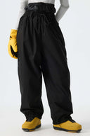 Women's Black Baggy Drawstring Snow Pants