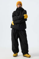 Women's Black Baggy Drawstring Snow Pants
