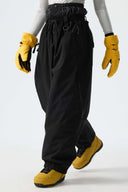 Women's Black Baggy Drawstring Snow Pants