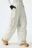 Women’s Off White Baggy Cargo Snow Pants