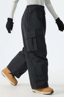 Women’s Black Baggy Cargo Snow Pants