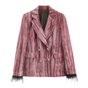 Completo Velluto Donna Rosa con Piume - Old Money®