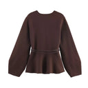 Giacca Kimono Donna con Cintura Marrone - Old Money®